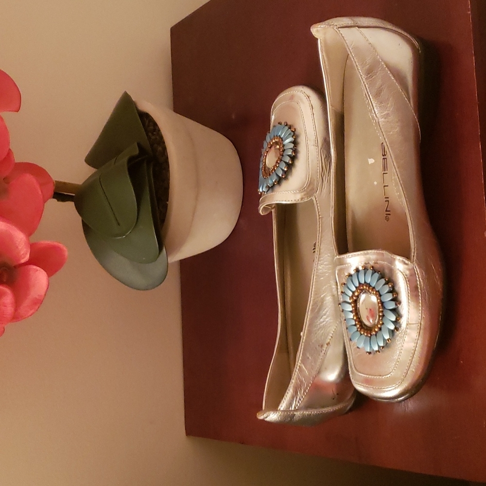 New Bellini Blue Sunflower Loafer Shoes